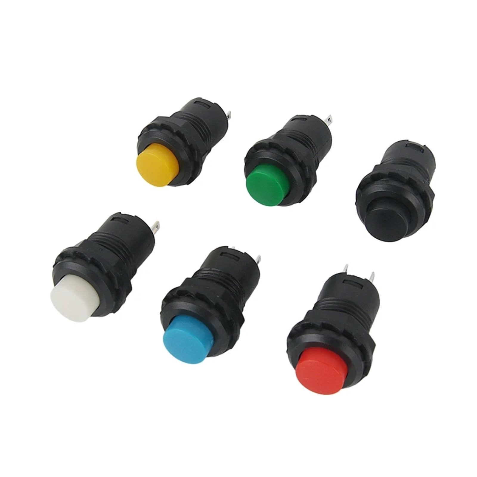 6 sztuk samoblokujący/chwilowe przełączniki przyciskowe DS228 DS428 12 mm OFF-ON 3A /125 VAC 1,5 A/250 VAC DS-228 DS-428 (6 sztuk czarny, samozamykający)