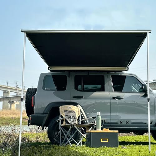 Toldo Lateral Extraíble y Retráctil JCSRYD para Furgoneta, Camper, Coche, Refugio Solar PU5000mm (Size: 160x250cm/5.2x8.2ft)