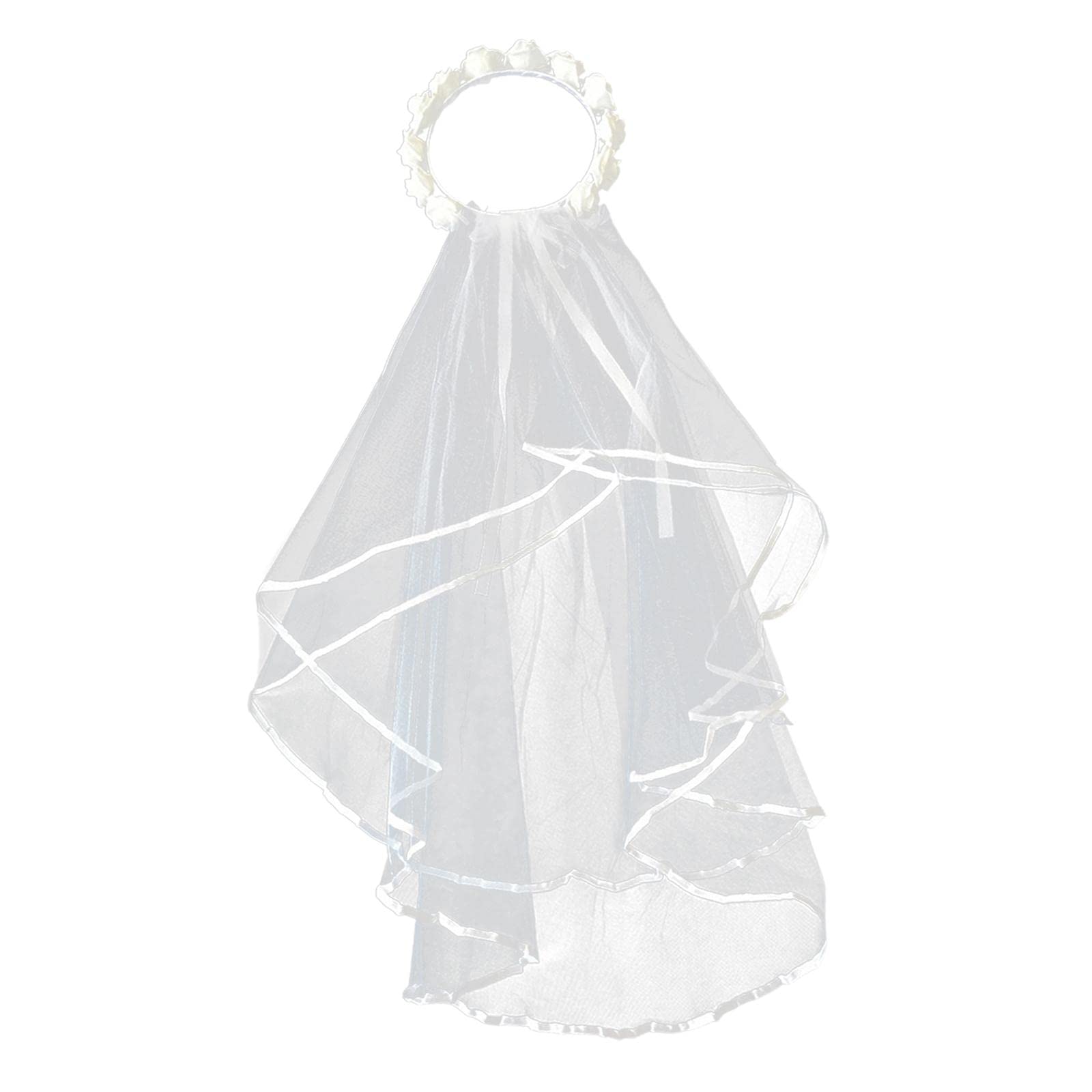 gauze headscarf, Bridal Veil Flower Headband Rose Wreath Women Engagement