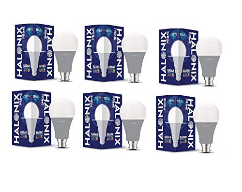 Image of Halonix b22d Radar Motion Sensor 10W Auto On Off LED Bulb (White) Pack of 6 Pieces