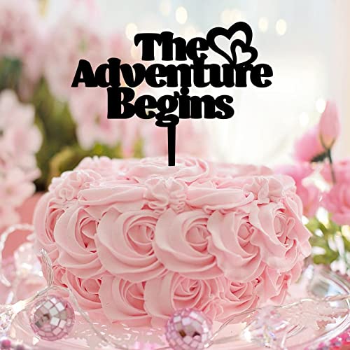 The Adventure Begins Mr & Mrs Wedding Anniversary Cake Toppers Custom Funny Bride & Groom Cake Toppers For Engagement Bride To Be Party Supplies Bachelorette Regali Acrilico Nero