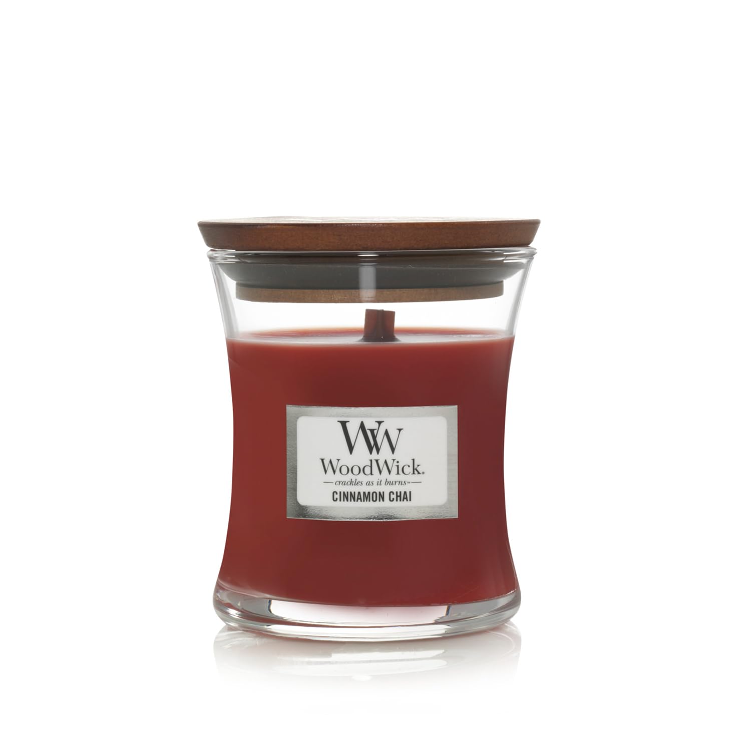 Woodwick Red Jar Candle (Small) (Cinnamon Chai)