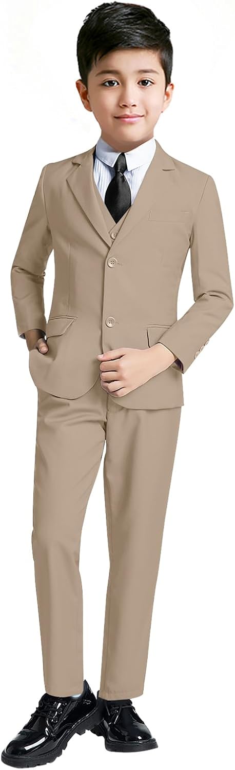 YuanLu Boys Suit 5-Piece Tuxedo Set (2T+), Slim Fit