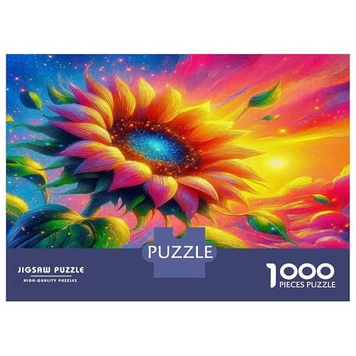 Rompecabezas de girasoles de 1000 piezas en papel reciclado con diseño de arte arcoíris