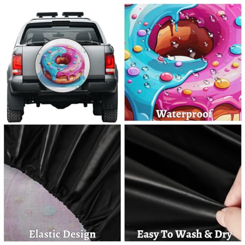 Image of Spare Tire Cover Colorful Donut Wheel Covers Protectors Waterproof Dust-Proof Universal Fit Trailer, RV, SUV and Many Vehicle 16 Inch