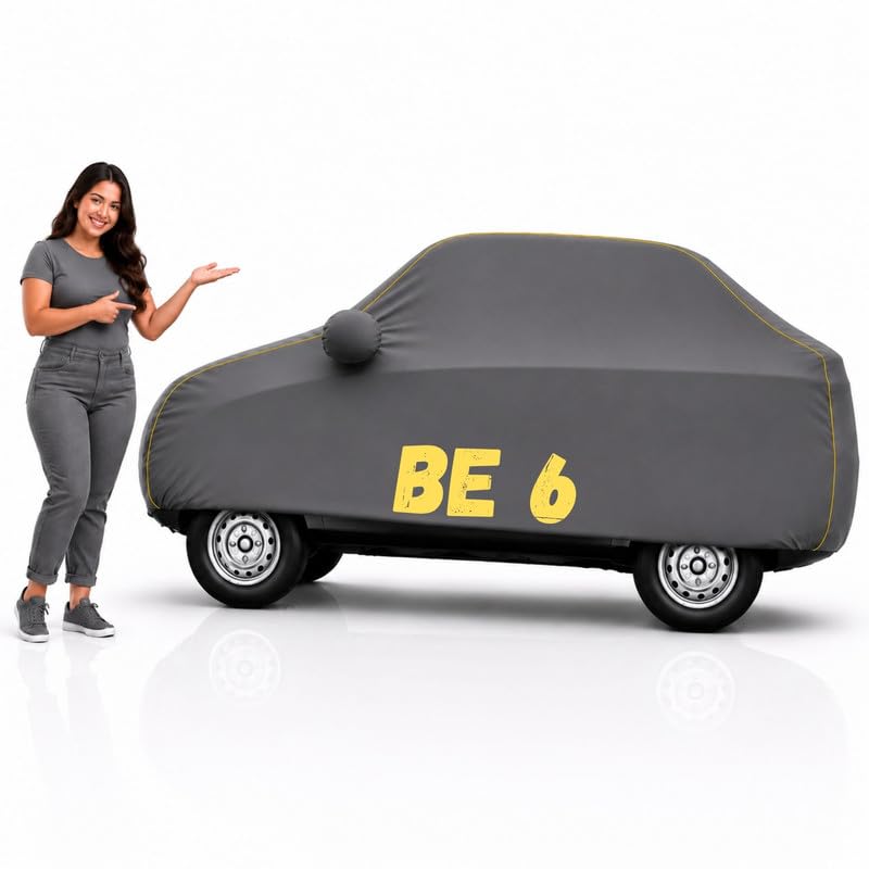 Image of Long-Life 100% Waterproof BE 6 Car Body Cover for Dust & Rain, Compatible with All Models of BE 6 Car Cover, Comes with Bird Droppings, Scratch, UV and Paint Protection - Grey