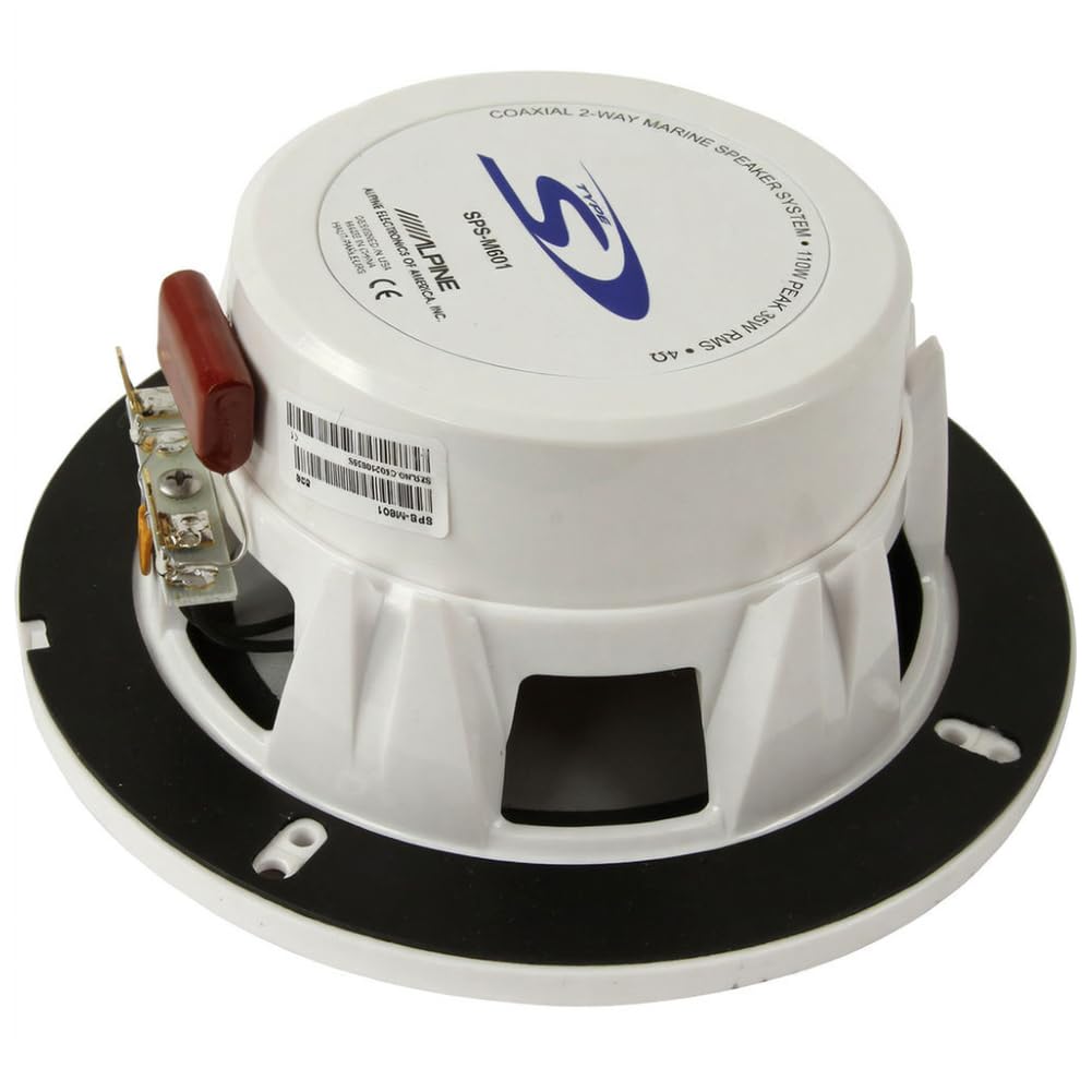 KIT SET PER ALPINE SPS-M601 2 altoparlanti coassiali a 2 vie marini, da 16,5 cm 165 mm 6,5" impermeabili water proof 35 watt rms 110 watt max 4 ohm, piscina barca mare, a coppia + accessori omaggio
