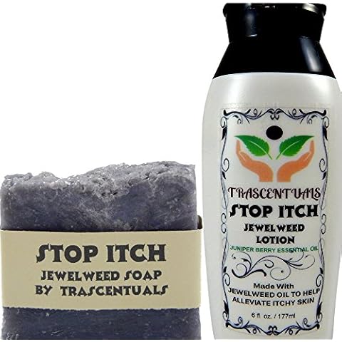 TRASCENTUALS Stop Itch Combo Pack Jewelweed Lotion and Soap for Natural Itch Relief from Insect Bites Poison Ivy or Dry Skin Made with Juniper Berry Essential Oil Cover