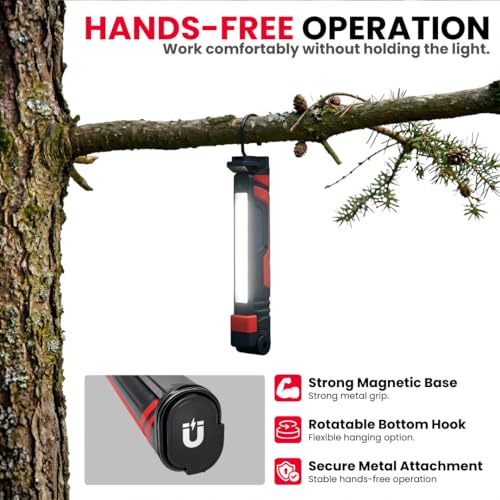 Image of JPT 6W 1000 Lumens LED Work Light Rechargeable with Magnetic Base & 180 Foldable Head | COB Inspection Lamp for Industrial, Electrical, Construction & Emergency Field Use