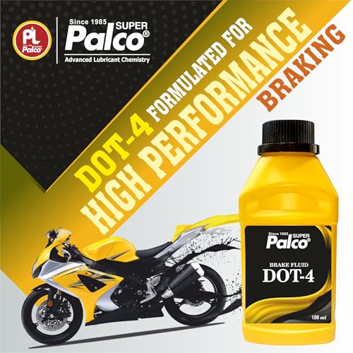 Image of PALCO DOT 4 Synthetic Brake Fluid for Car & Bike | Hydraulic Brake Oil For Disc & Drum Brake as well as Brake Cleaner | Including ABS System & Clutch System | Brake Oil DOT 4 (100 ml) Pack of 5