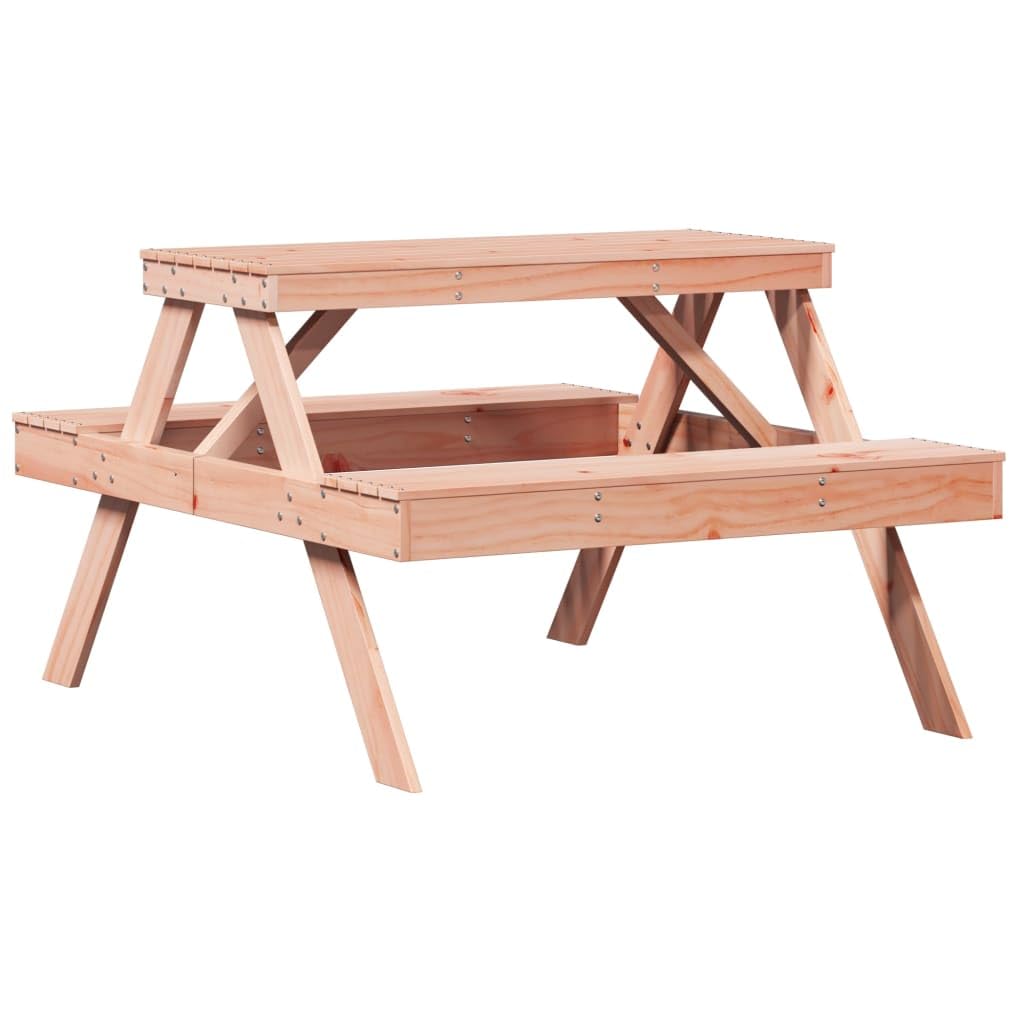 Mesa de picnic de madera maciza Douglas 105 x 134 x 75 cm, mesa de jardín y mesa de patio para balcón, patio, patio, patio, exterior, resistente para comer y asar