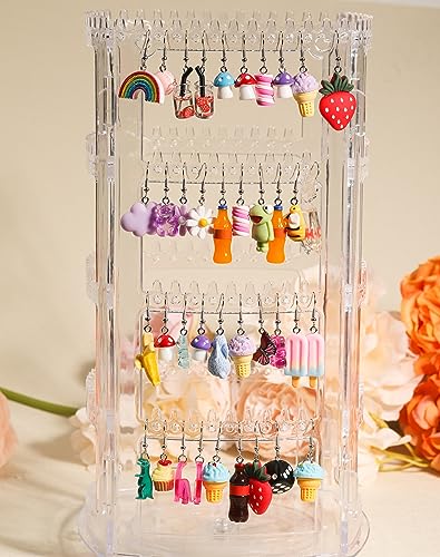 40 Pairs Quirky and Cute Earrings for Women - Dangling Animals, Mushrooms, and More!3