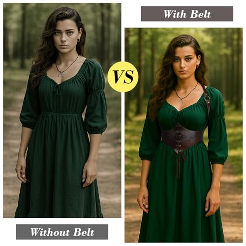 Corset Belt for Women, Elastic Waist Lace-up Faux Leather Gothic Costume Waspie Corset Belt for Renaissance Cosplay4