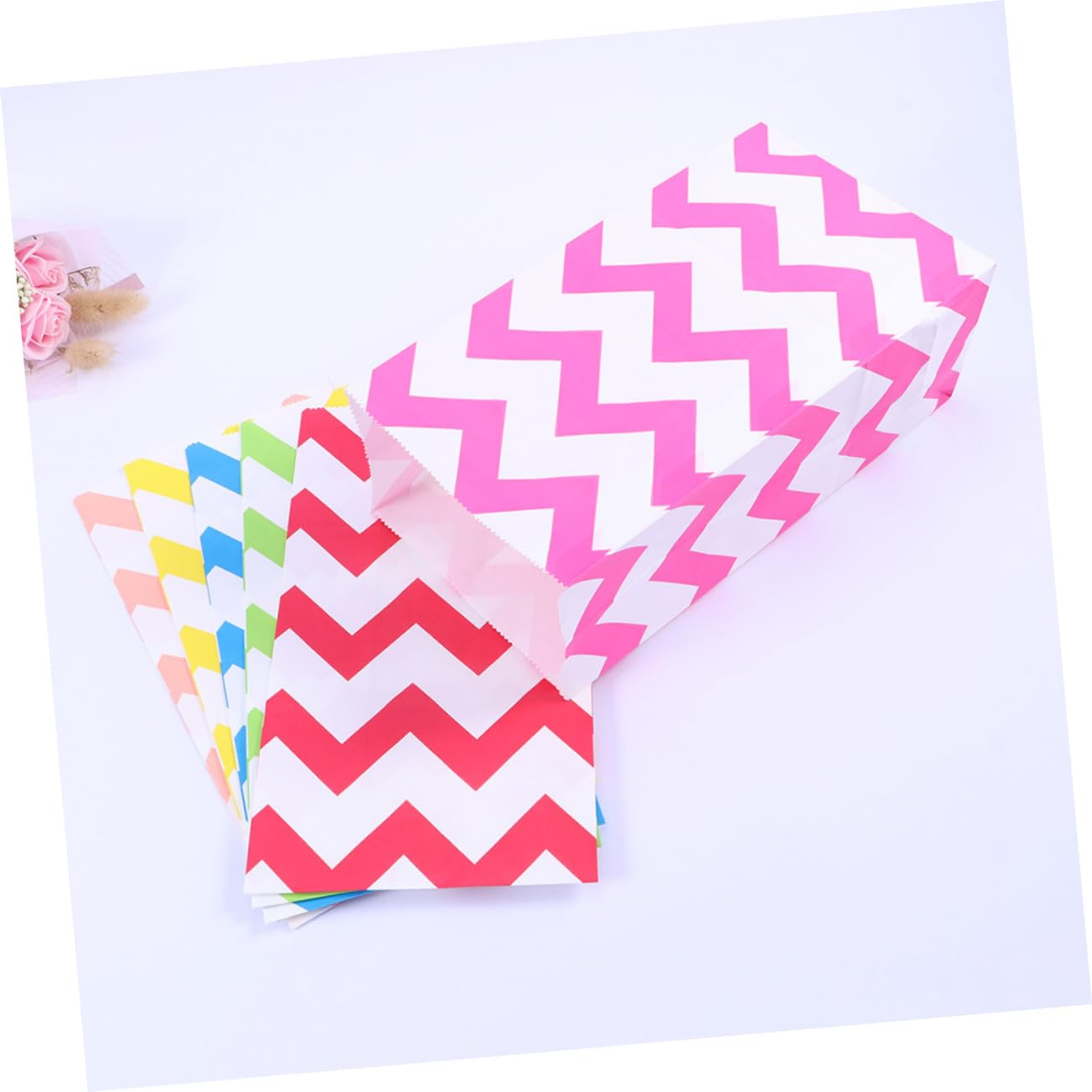 SOLUSTRE 60 Bunte Kraftpapiertüten aus Kraftpapier mit Griffen Recycelbar als Kekstüten oder Brottüten für Party und Backverpackungen
