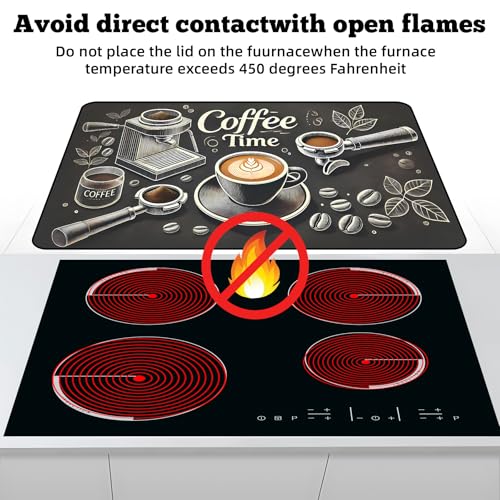 Image of Multi-Design Stove Top Cover for Glass /Electric Stoves - 3-in-1 Heat-Resistant Protector Mat, Non-Slip Drying Rack 30 inch L x 21 inch W (Coffee)