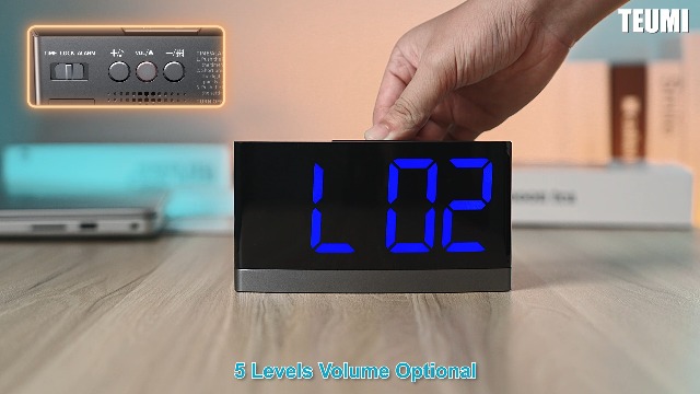 TEUMI Digital Alarm Clock For Heavy Sleepers - Large Blue LED Display, 5 Brightness Levels, USB Powered