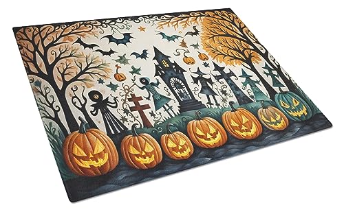 Caroline's Treasures DAC2265LCB Papel Picado Skeletons Spooky Halloween Glass Cutting Board Large Decorative Tempered Glass Kitchen Cutting and Serving Board Large Size Chopping Board