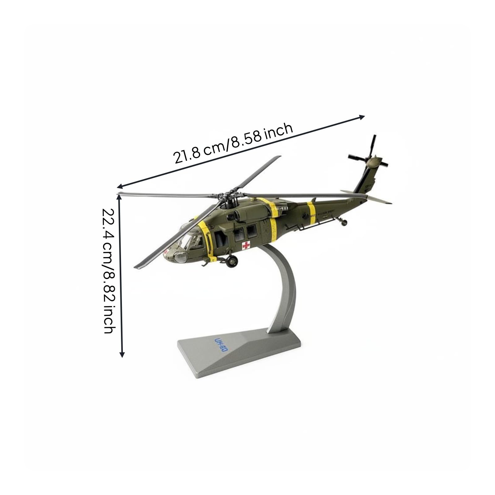 MagiDeal Riproduzione Elicottero di Soccorso Modello Aerei Elicottero Miniatura Collezione in Metallo Pressofuso con Parti Mobili Rotore E Ruote Adatta a