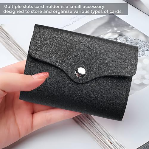 Image of Kraptick Card Holder Wallet - Slim Credit Card Holder, Visiting Card Organizer, Multi Slot Pocket Card Wallet with Secure Closure, Compact Travel Card Case-(Black)