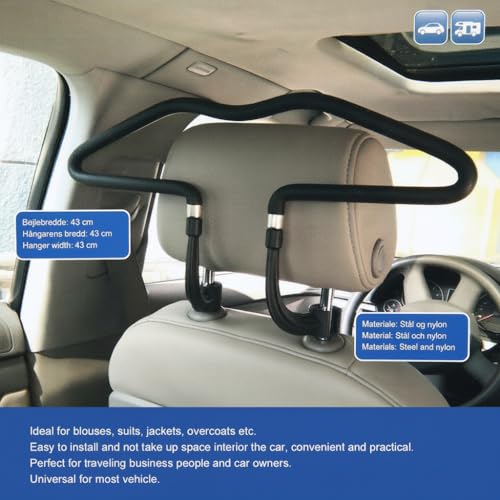 Image of Oshotto CH-03 Stainless Steel Headrest Back Seat Multifunctional Car Coat Hanger for All Cars - Black