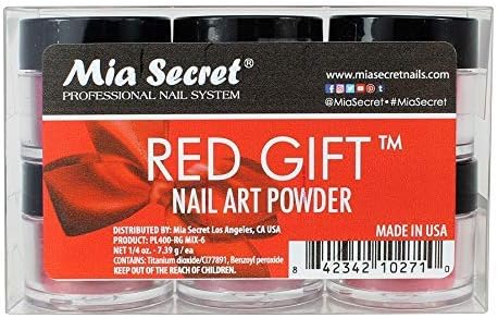 Mia Secret Red Gift Nail Art Powder - 6 Piece Collection - 1/4 Ounce Each