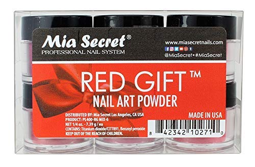 Mia Secret Red Gift Nail Art Powder - 6 Piece Collection - 1 4 Ounce Each
