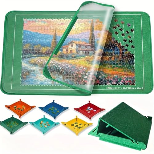 Système de rangement de 1000 pièces pour adultes, tapis de puzzle épais pliable en feutre