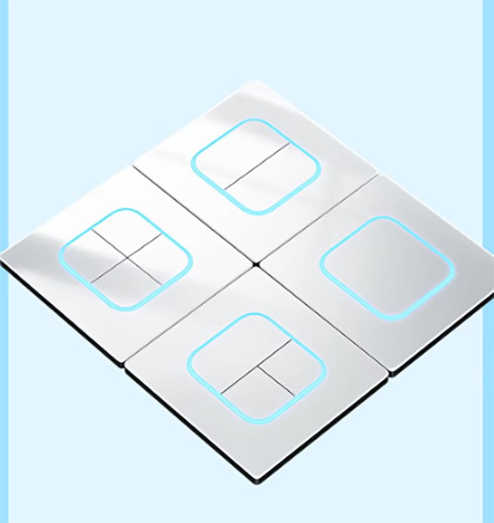 1/2/3/4 gang 2 way Black/White/Grey Tempered Glass Panel Acrylic Push Button Wall Socket Light Switch LED Indicator Lights 86mm*90mm (4 gang 2 way white) - Image 2