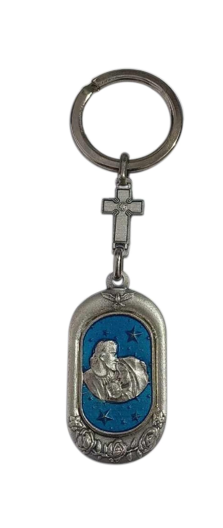 lazzaro italy Silver Plated Keyring Holy Family - Italian Craftsmanship