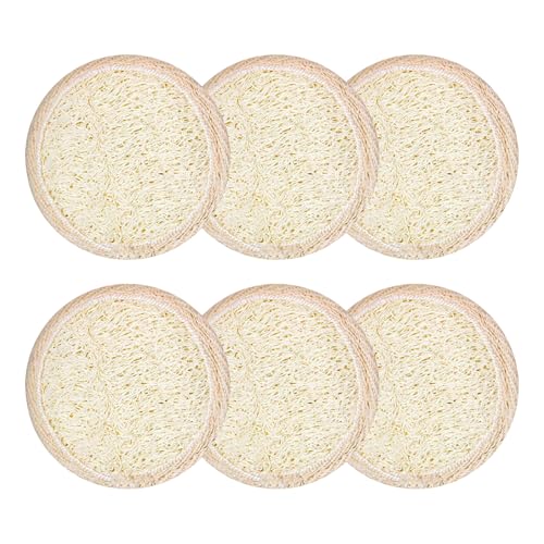 Vlecexs 6 Almohadillas Lufa Cuidado Facial Esponja Luffa Exfoliante Depurador Corporal Hombres Mujeres Esponja Redonda Ducha Baño Piel Cepillada Limpieza Maquillaje Pelado Spa Esponja