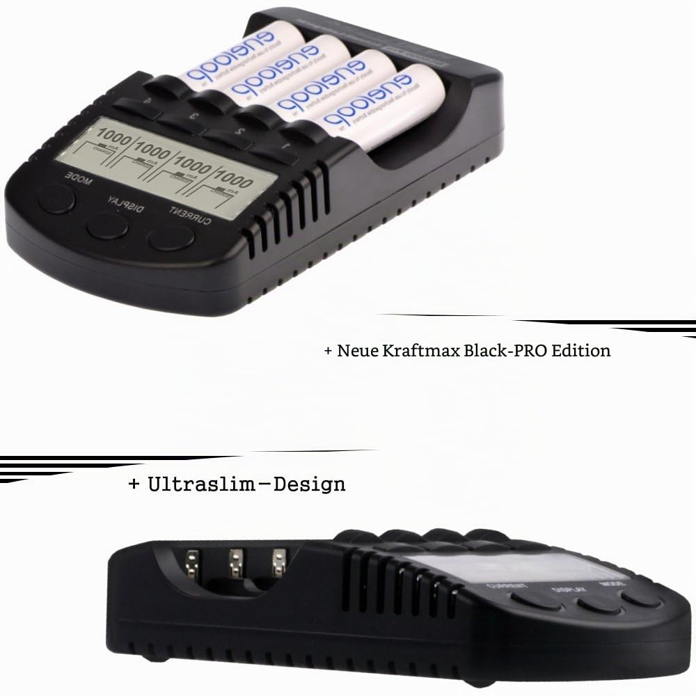 kraftmax BC-4000 Pro + 8X AA Eneloop Akkus in Box