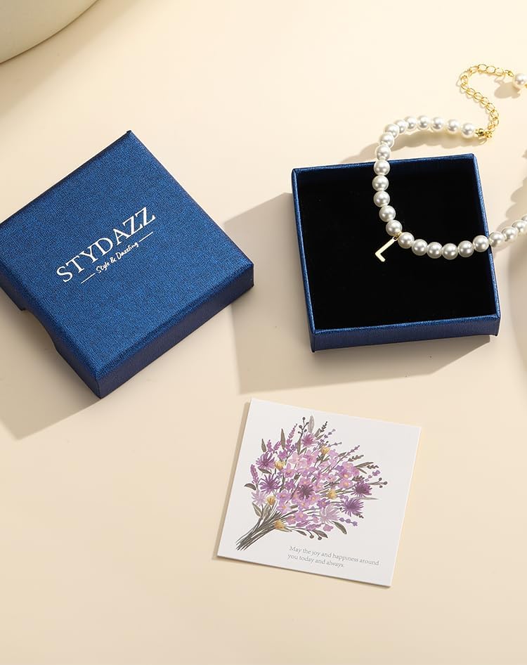 Gold Pearl Initial Bracelets for Women, 14K Gold Plated Dainty Bracelet with Letter Charm, Monogram Bracelet Gifts for Her, Trendy Jewelry for Women - Image 6