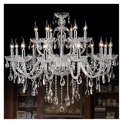 Lámpara de araña de techo, Lámpara de araña moderna LED, Lámpara de araña de cristal de lujo grande Lustre de sala de estar Lámparas de araña modernas de 18 brazos Accesorio de luz Decoración de boda,