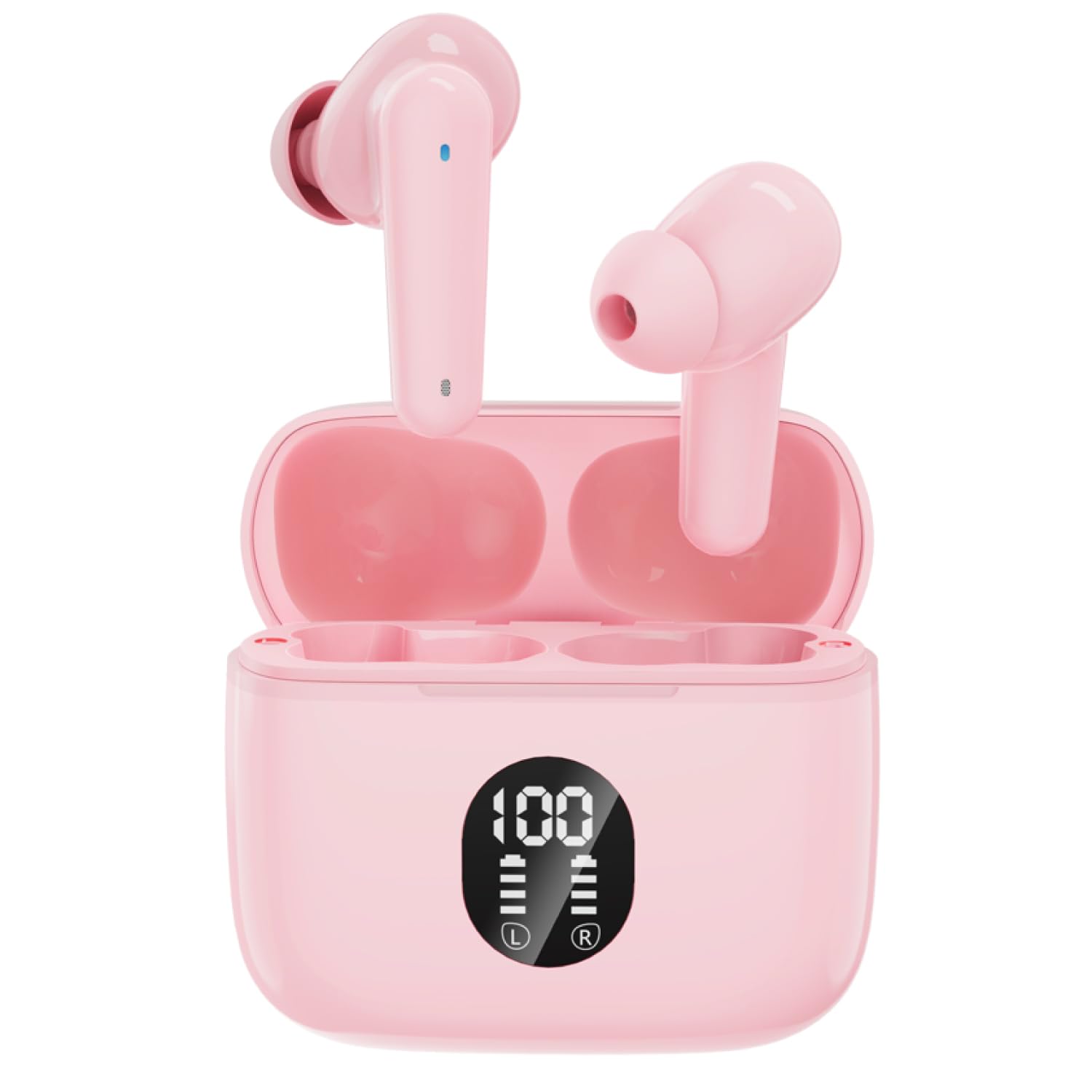 MyJoy Classic Wireless Earbuds, Noise-Reducing Earbuds for Commutes, Workouts, and Listening to Music, IPX5 Sweatproof-rated Headphones, Bluetooth Earbuds, Dual Microphone, 7-Hour Playtime, Pink
