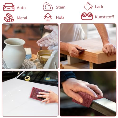 ZOFUN Schleifvlies Metall Schleifvlies Holz, 5.7 M x 90MM Korn 240 Schleifvlies Schleifvliesrolle, Rosa Schleifvliesrolle Poliervlies Schleifflies für Holz, Metall, Edelstahl, uvm