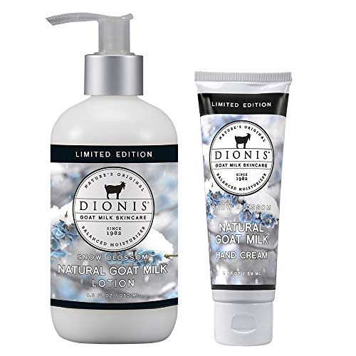 Dionis Goat Milk Body Lotion and Hand Cream 2 Piece Gift Set - Snow Blossom