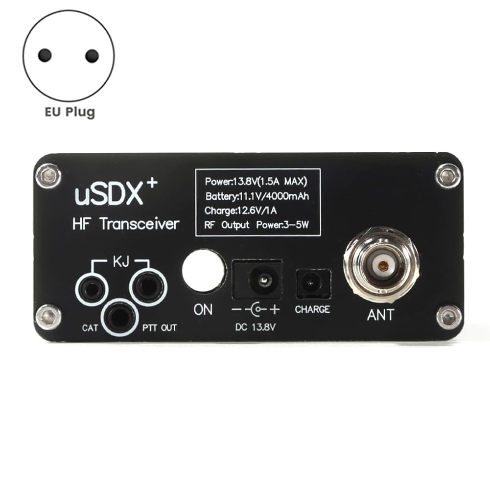 Bamberg USDR USDX+Plus V2 Ricetrasmettitore SDR A 8 Bande HF SSB QRP LCD con Display Altoparlante Microfono Ricetrasmettitore HF con Spina UE Facile da Installare Facile da Usare