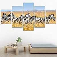 SIGNWIN 5 Panel Canvas Wall Art Animals Expressionism Group Modern Artwork for Home Decorations Ready to Hang - 60
