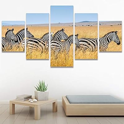 SIGNWIN 5 Panel Canvas Wall Art Animals Expressionism...