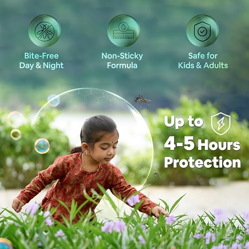 Image of Kavach Care Natural Mosquito Repellent Spray - DEET Free, Plant Based with Citronella & Lemongrass, Safe for Kids & Baby, 8 Hours Protection from Dengue & Malaria, Dermatologically Tested 120ml
