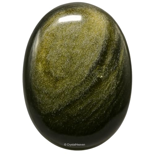 Image of Certified Golden Sheen Obsidian Crystal Palm Pebbles Stones for Anxiety Stress Relief Massage - AAA Grade Original Healing Gemstone Agate Palm Stone for Yoga Meditation Spiritual Reiki Feng Shui