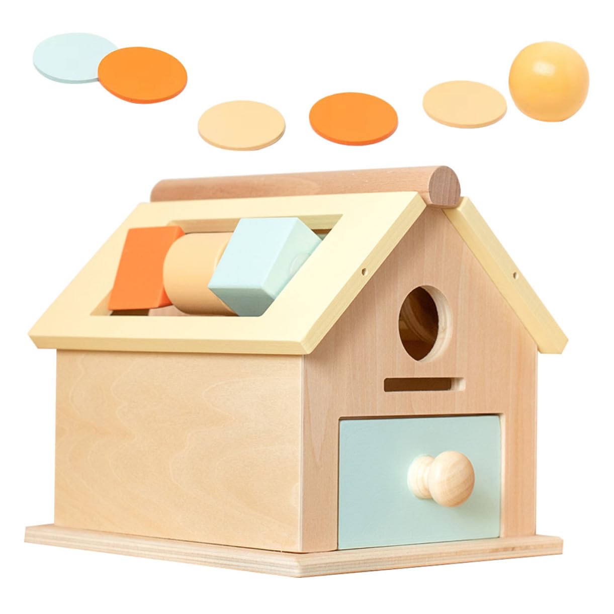Juguete Montessori de Madera para Bebés 1-3 Años Caja de Monedas, Entrenamiento de Coordinación Mano-Ojo y Concentración en Educación Temprana