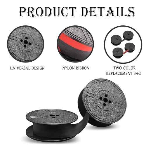 2 Stück Doppelpack Farbband für Schreibmaschine, 7Meter Nylon Typewriter Farbband, Schreibmaschinen Ersatzpackung,Schreibmaschinenband Kompatibel mit Modellen DIN 2103 32755 - Rot Schwarz + Schwarz
