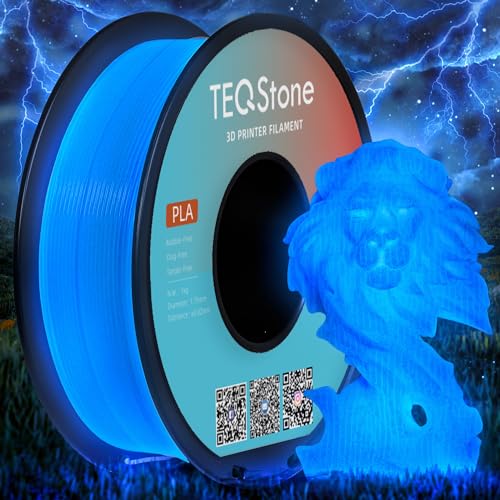 Image of Glow in the Dark PLA Filament 1.75mm Blue, Consistent Diameter + /- 0.03mm, Vacuum Packaging, Compatible with Various 3D Printers, 1KG Spool