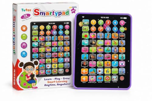 Image of Learning Pad for Preschoolers & Toddlers 2Y+ | 14 Interactive Functions, Phonics, Alphabets, Numbers, Transport & Animal Sounds | Educational and Early Developmental Toy (Purple)