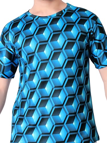 Image of Round Collar Cotton Poly Striped Printed T Shirt for Men Half Sleeve T-Shirt