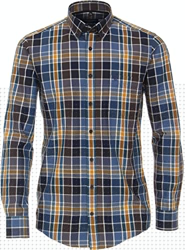 Chemise à carreaux bleu marine homme manches longues coupe droite casual