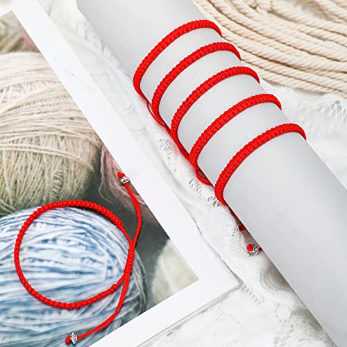 Jadive 20 Pcs Red Protection Good Luck Bracelet Red String of Fate Adjustable Bracelet Braided Knot Kabbalah Rope for Lover Couple Friend Women Men3