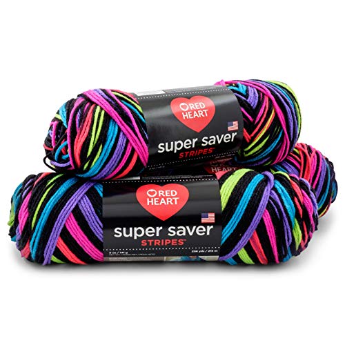 Image of RED HEART Super Saver 3-Pack yarn, NEON STRIPES 3 Pack