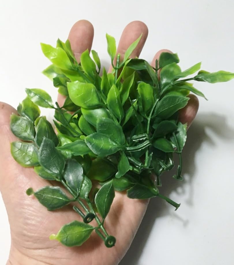 Morezmore M01583 12pc Artificial Miniature Plants for Dollhouse Landscape Diorama Settings - 1:6 Scale - Realistic Green Plastic QC1